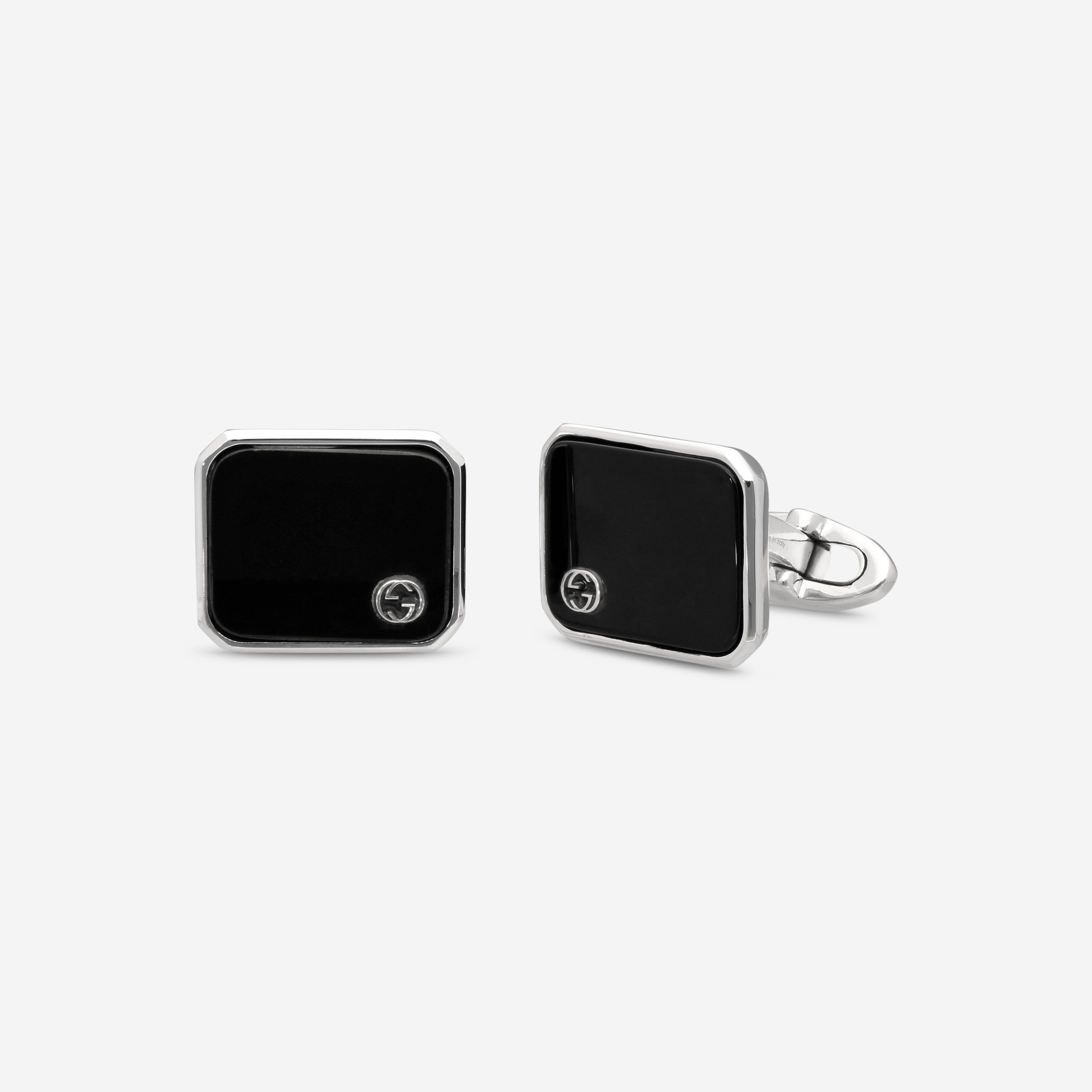 Gucci Sterling Silver Black Cufflinks YBE43449100100U