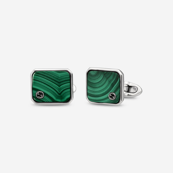 Gucci Sterling Silver Malachite Cufflinks YBE43449100200U