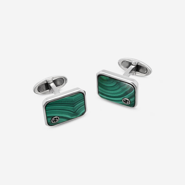 Gucci Sterling Silver Malachite Cufflinks YBE43449100200U