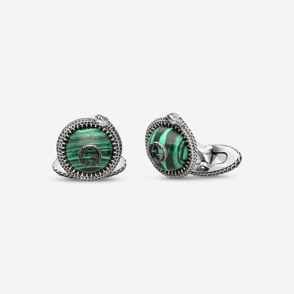 Gucci Sterling Silver & Malachite Resin Cufflinks YBE57742600100U