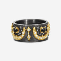 Armenta Old World 18K Yellow Gold & Blackened Sterling Silver Band Ring Sz. 7 1