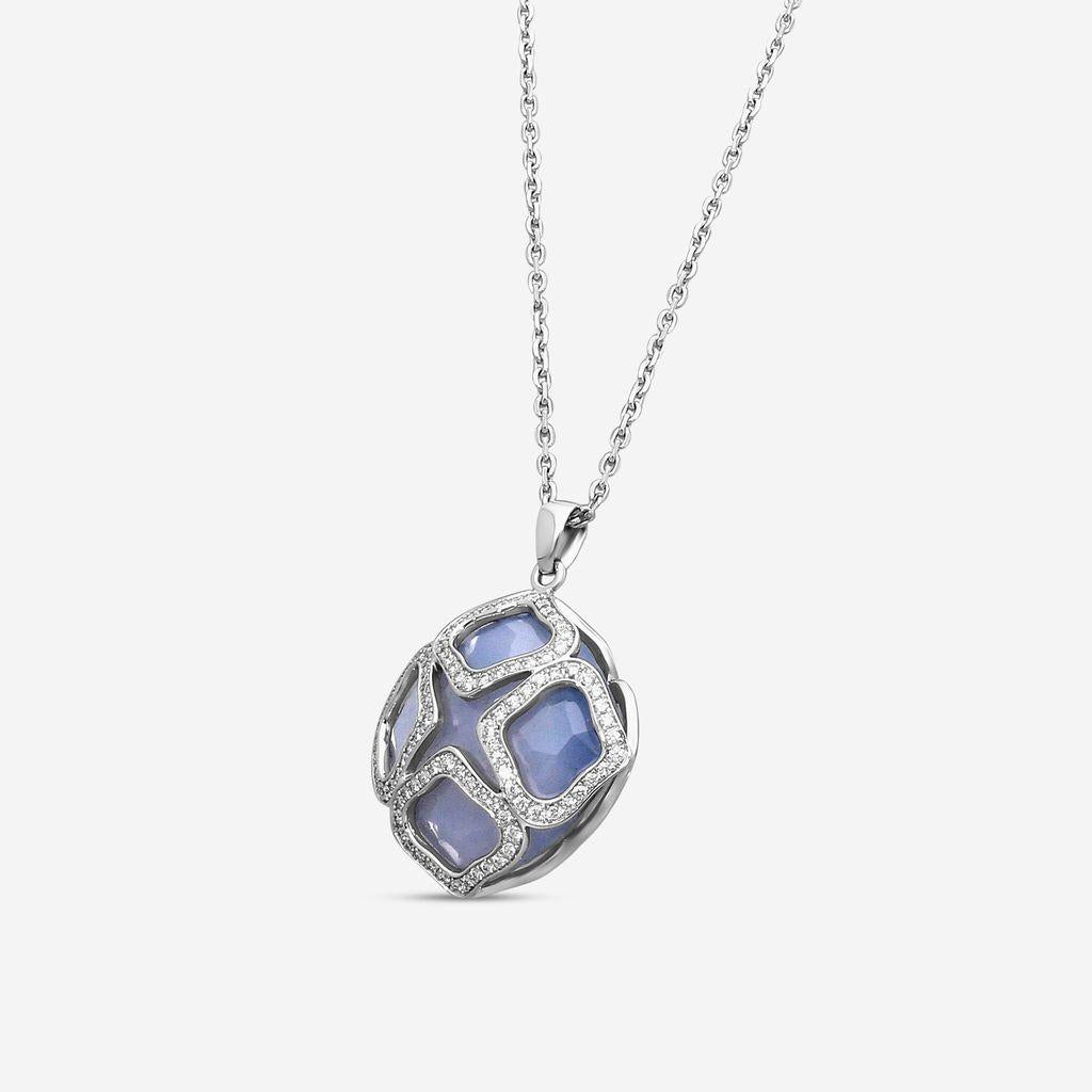 Chopard Imperiale 18K White Gold Diamond & Chalcedony Pendant Necklace 799220