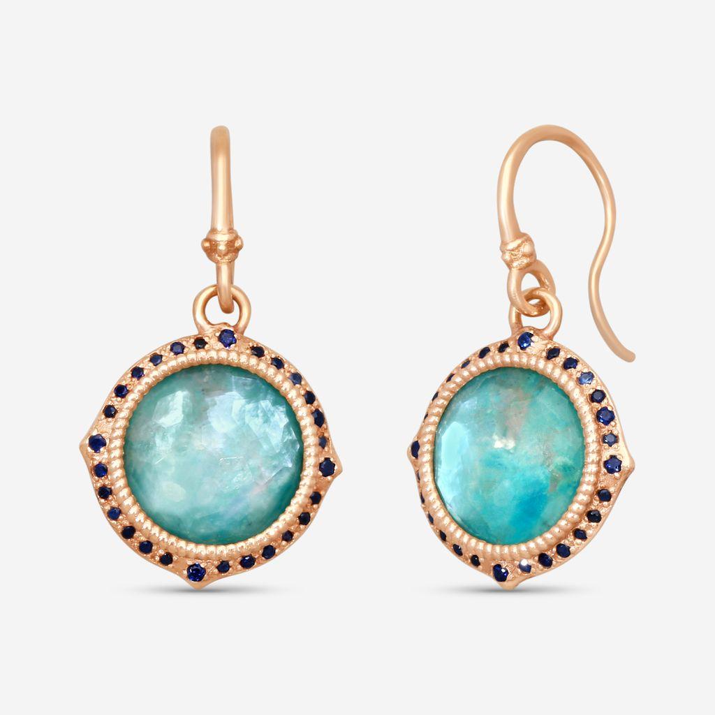 Armenta 14K Rose Gold Diamond & Turquoise Drop Earrings 21147