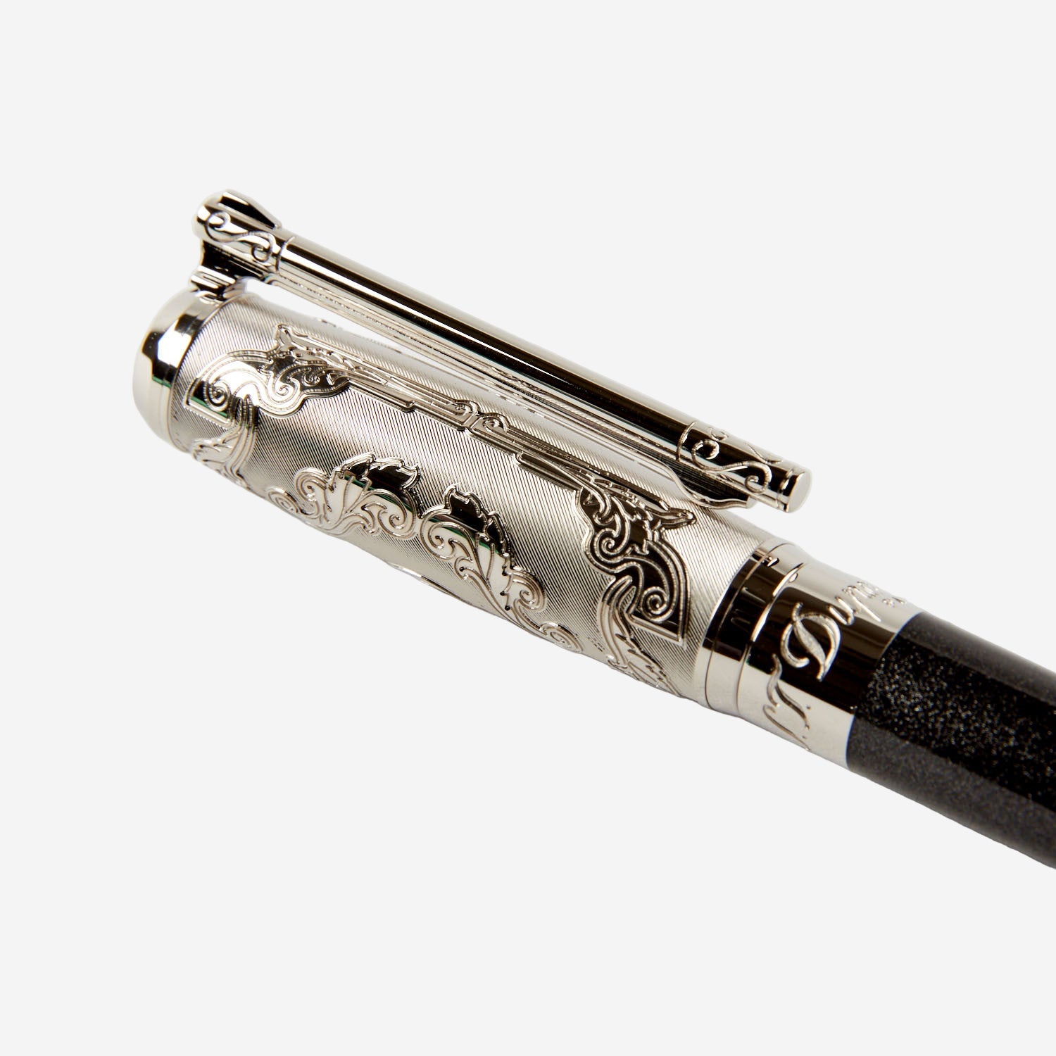 S.T. Dupont Conquest of the Wild West Black & Silver Lacquer & Palladium Fountain Pen 410065