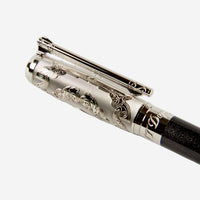 S.T. Dupont Conquest of the Wild West Black & Silver Lacquer & Palladium Fountain Pen 410065