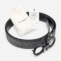 Salvatore Ferragamo Men's Double Gancini 717807 Black/Grey Size 105 MSRP $695 - THE SOLIST