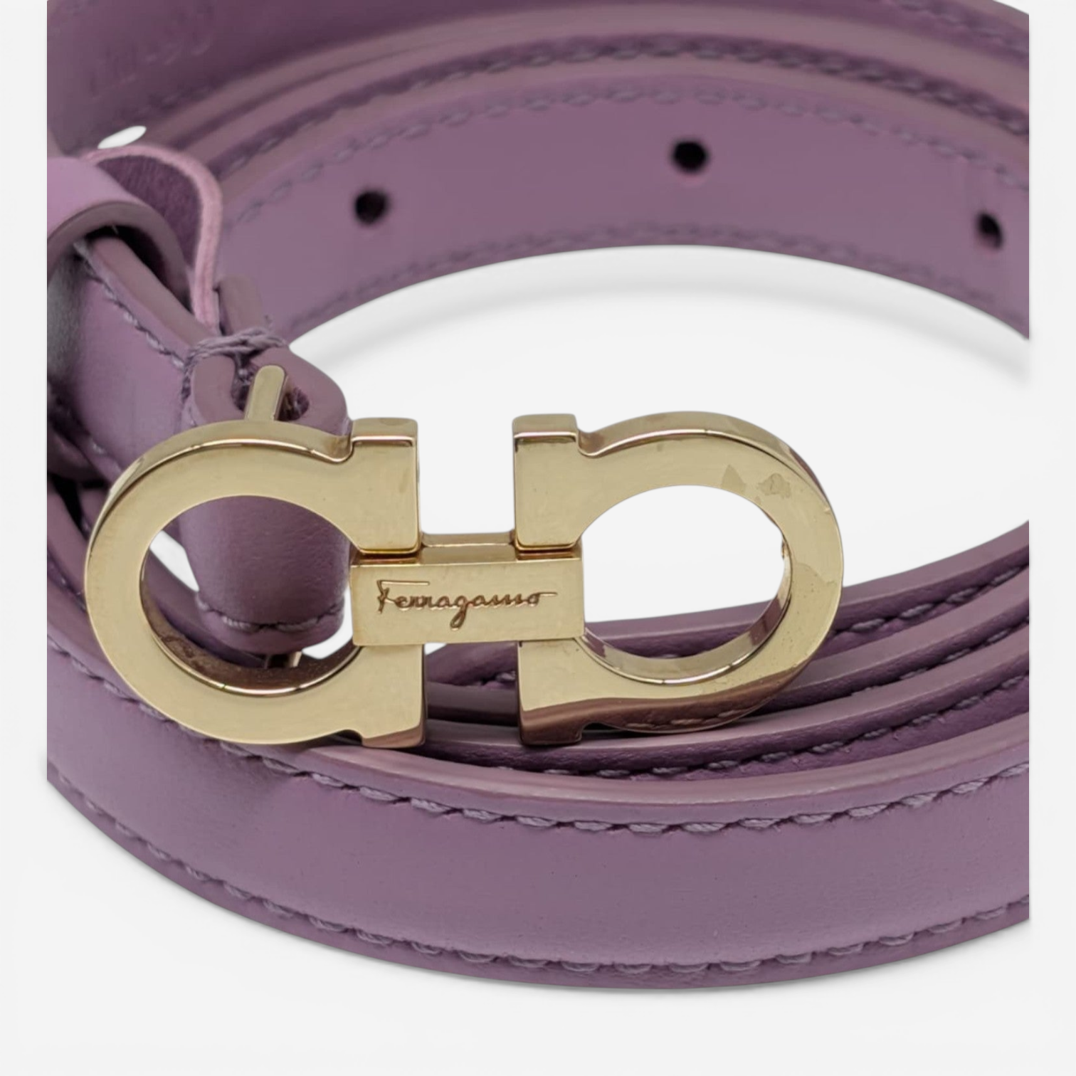 Salvatore Ferragamo Gancini Women's 23B224 Thin Voilet Belt Size 85 $430 - THE SOLIST