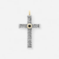 Konstantino 18K Yellow Gold & Sterling Silver Onyx Hammered Cross Pendant STKJ163-130-120
