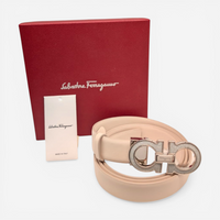 Salvatore Ferragamo Women's 725713 Bone Gancini Diamond Buckle Belt 100 MSRP $550 - THE SOLIST