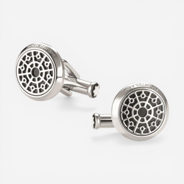 Montblanc Urban Spirit Steel Black Onyx Round Cufflinks 114774