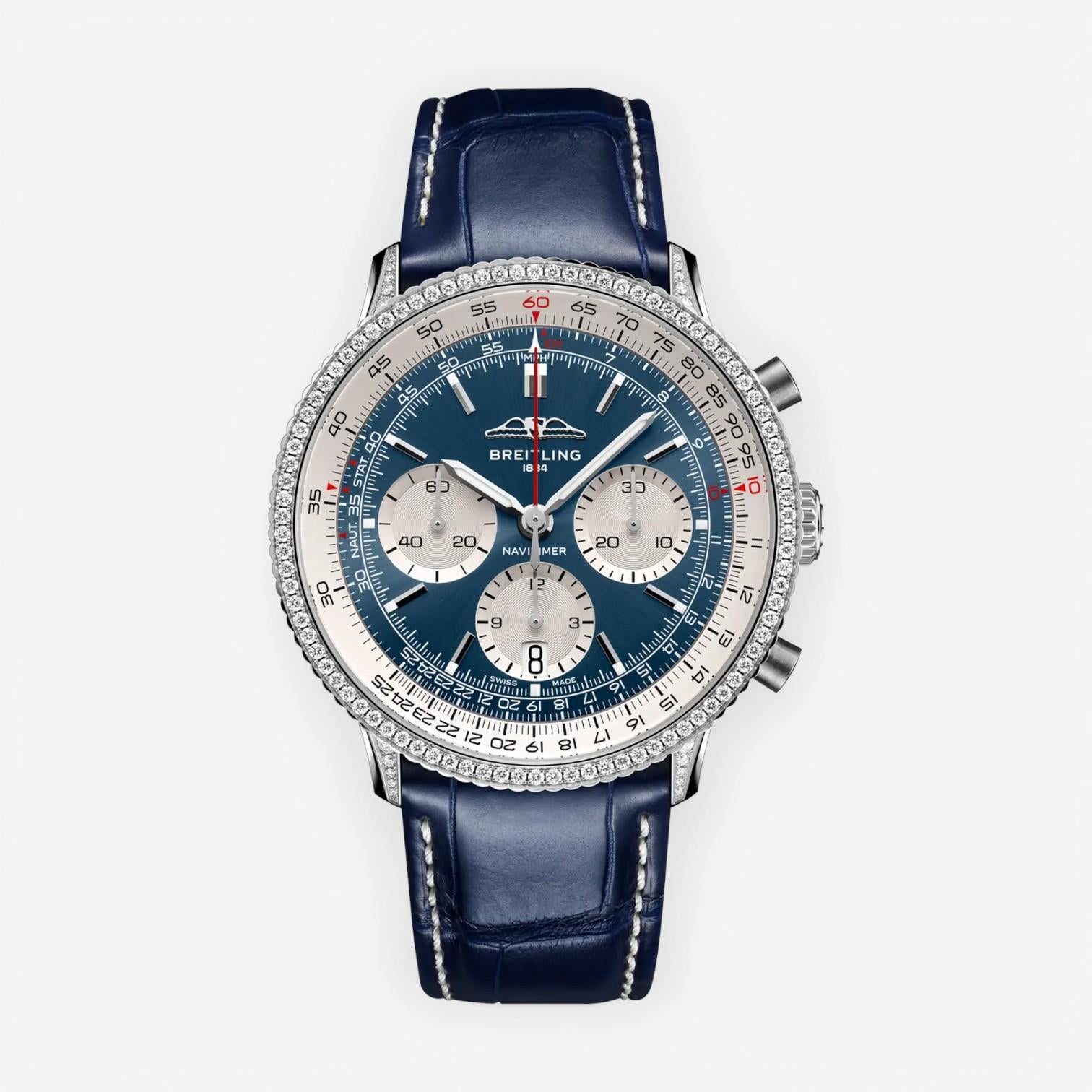 Breitling Navitimer Stainless Steel Diamond Automatic Men's Watch AB0139631C1P1