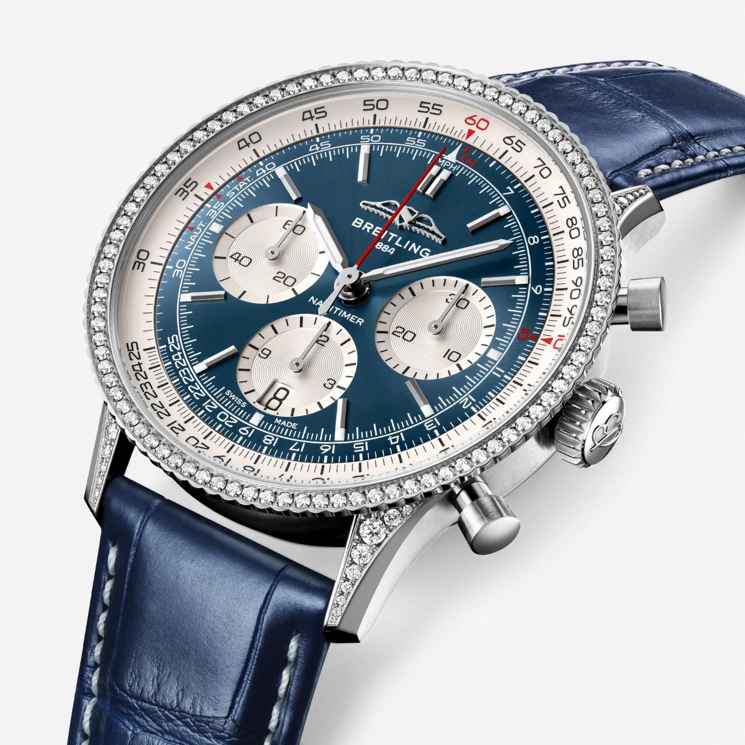 Breitling Navitimer Stainless Steel Diamond Automatic Men's Watch AB0139631C1P1