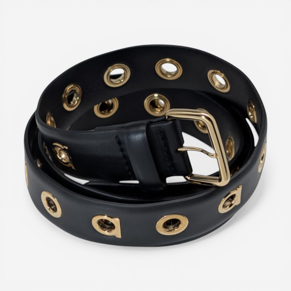 Salvatore Ferragamo Women's 677343 Gancini Black Leather Belt Size 95 MSRP $420 - THE SOLIST