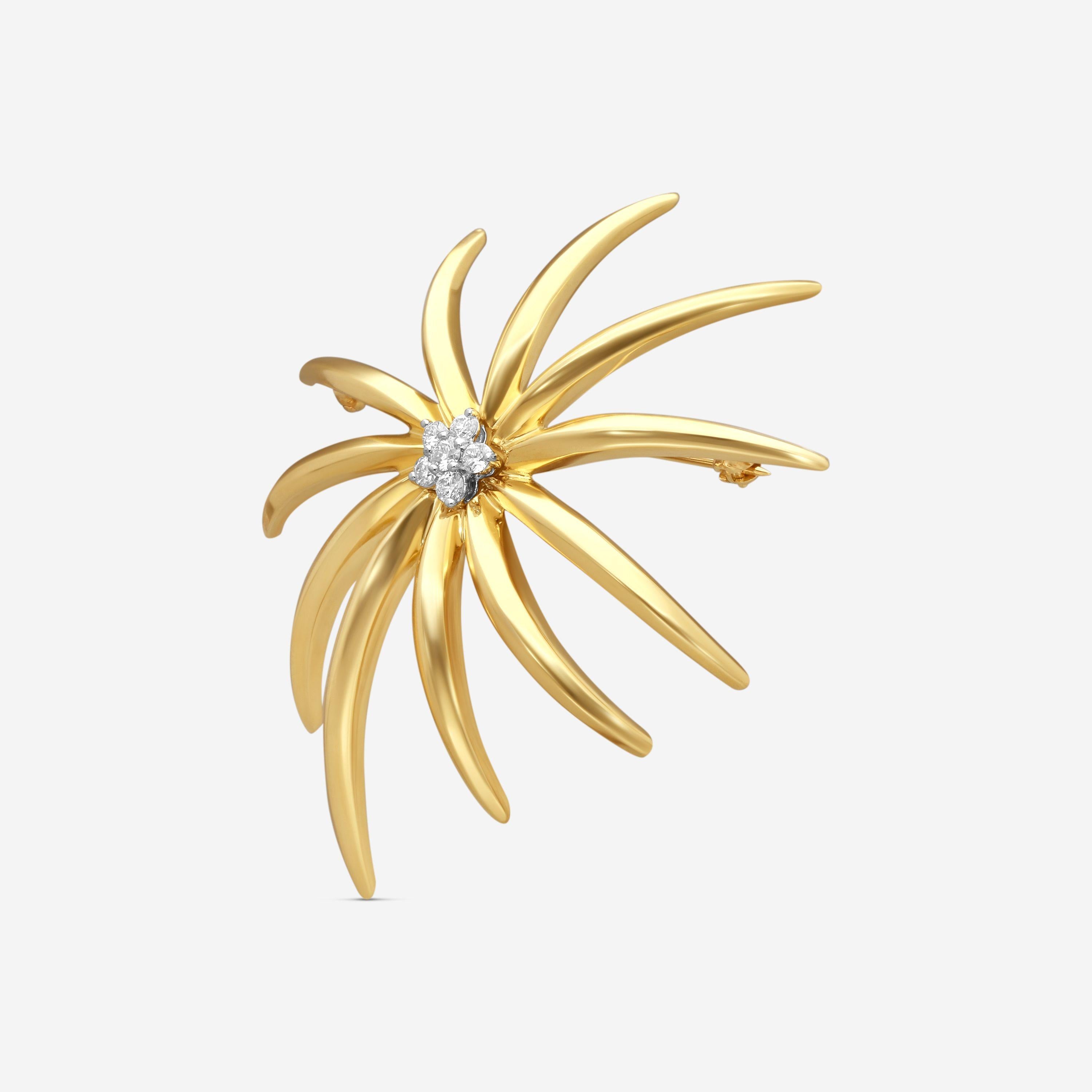 Suna 18K Yellow Gold & Platinum Diamond Beveled Pin P7433T