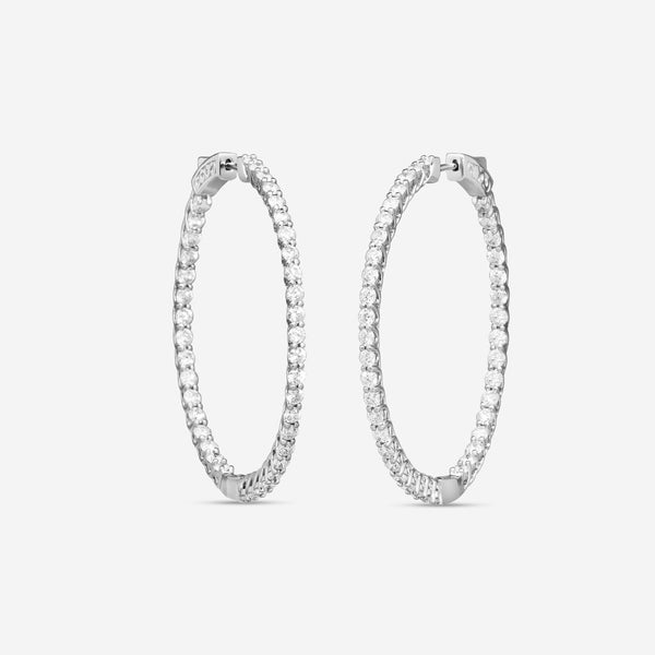 Ina Mar 14K White Gold Diamond Oval Hoop Earrings E1136E-FW-400F - THE SOLIST