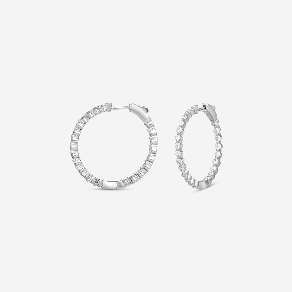 Ina Mar 14K White Gold Diamond Shared Prong Hoop Earrings E1183B-FW-200F - THE SOLIST