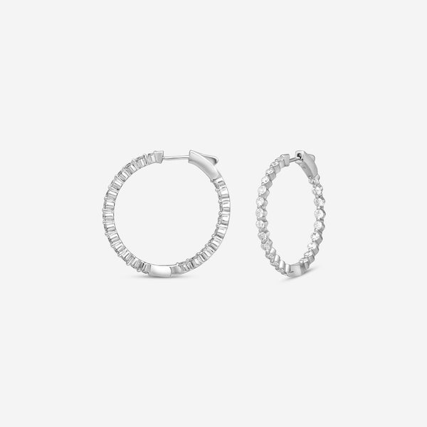 Ina Mar 14K White Gold Diamond Shared Prong Hoop Earrings E1183B-FW-200F - THE SOLIST