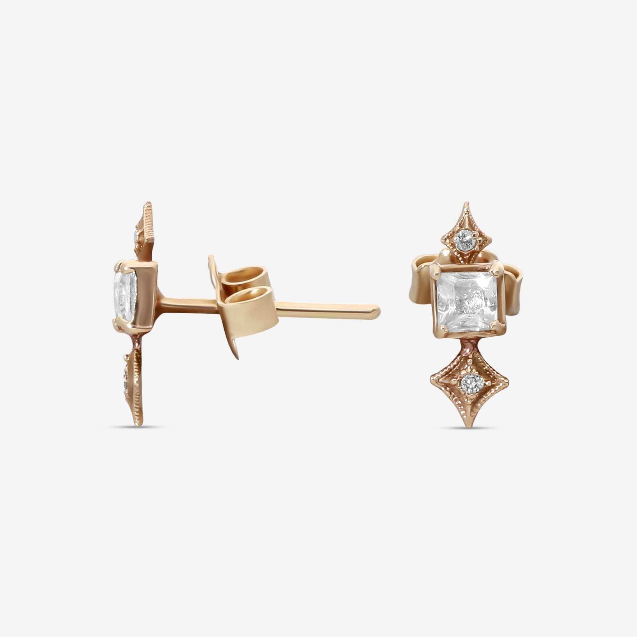 Armenta 14K Rose Gold Champagne Diamond & White Sapphire Stud Earrings 21152 - THE SOLIST - Armenta