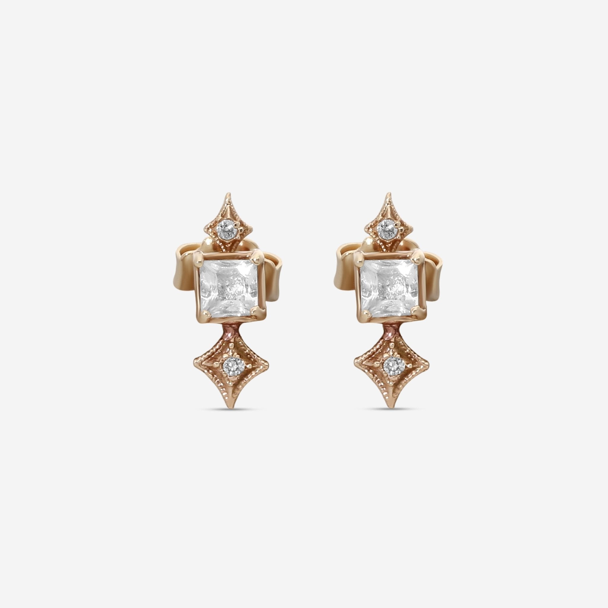 Armenta 14K Rose Gold Champagne Diamond & White Sapphire Stud Earrings 21152 - THE SOLIST - Armenta