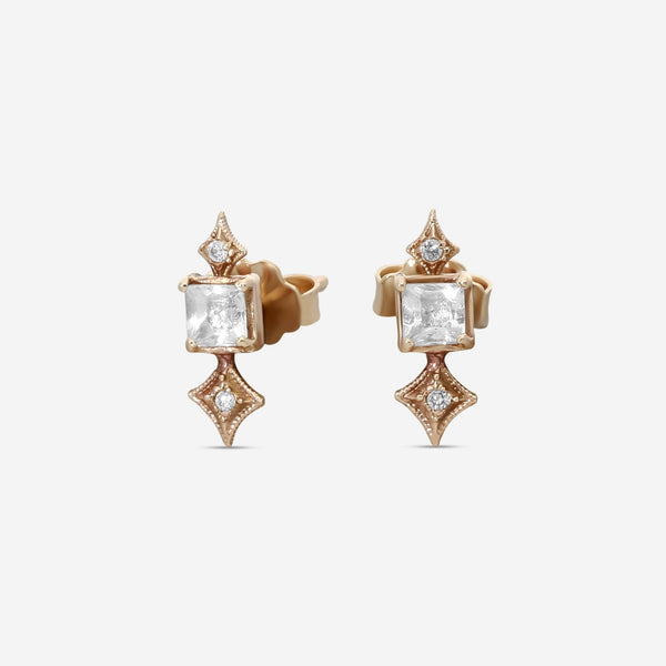 Armenta 14K Rose Gold Champagne Diamond & White Sapphire Stud Earrings 21152 - THE SOLIST - Armenta