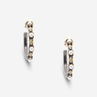 Armenta 18K Yellow Gold & Blackened Sterling Silver Pearl & Champagne Diamond Hoop Earrings 18732 - THE SOLIST - Armenta