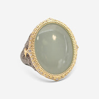 Armenta 18K Yellow Gold & Grey Sterling Silver Milky Aquamarine Pave Cocktail Ring 19337 - THE SOLIST - Armenta