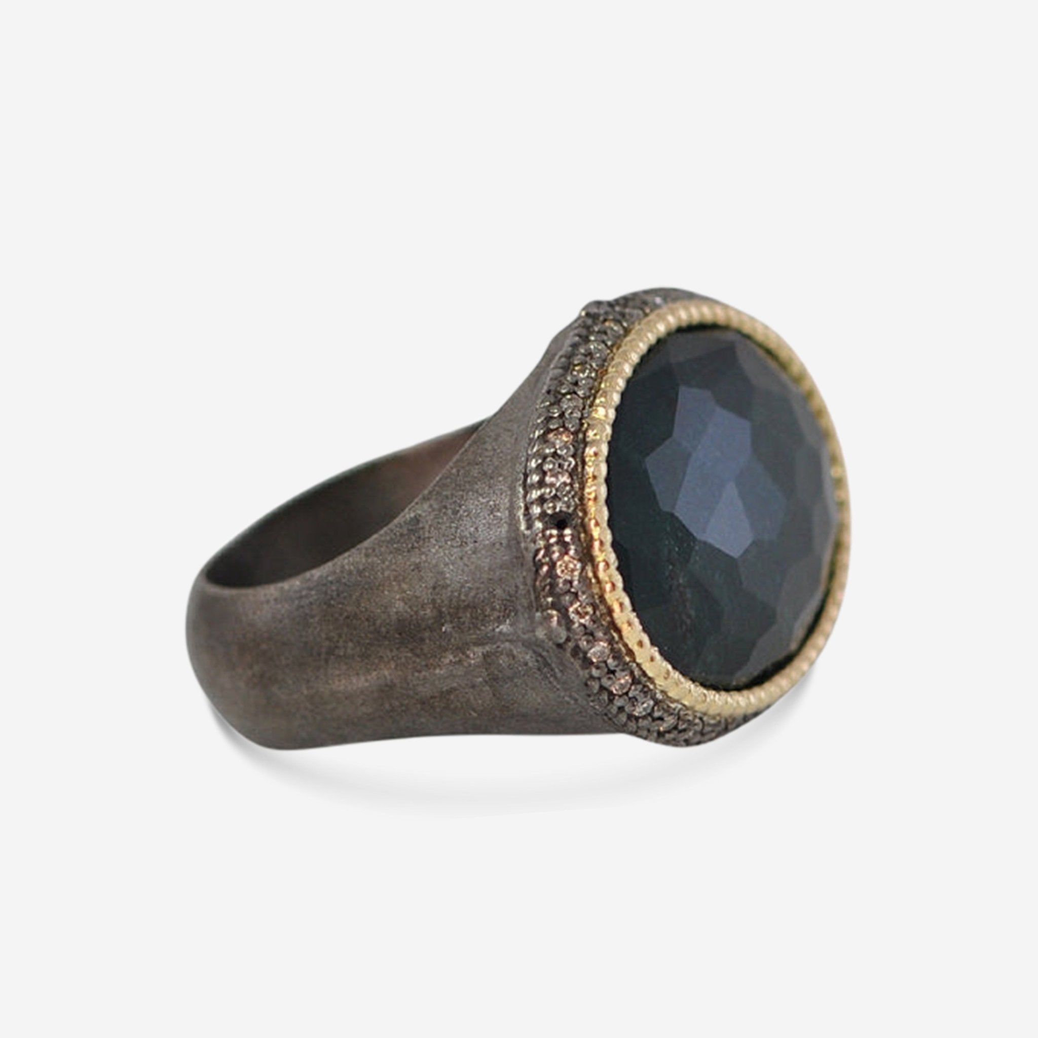 Armenta 18K Yellow Gold & Grey Sterling Silver Oval Bloodstone Statement Ring 20257 - THE SOLIST - Armenta