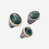 Armenta 18K Yellow Gold & Grey Sterling Silver Oval Bloodstone Statement Ring 20257 - THE SOLIST - Armenta