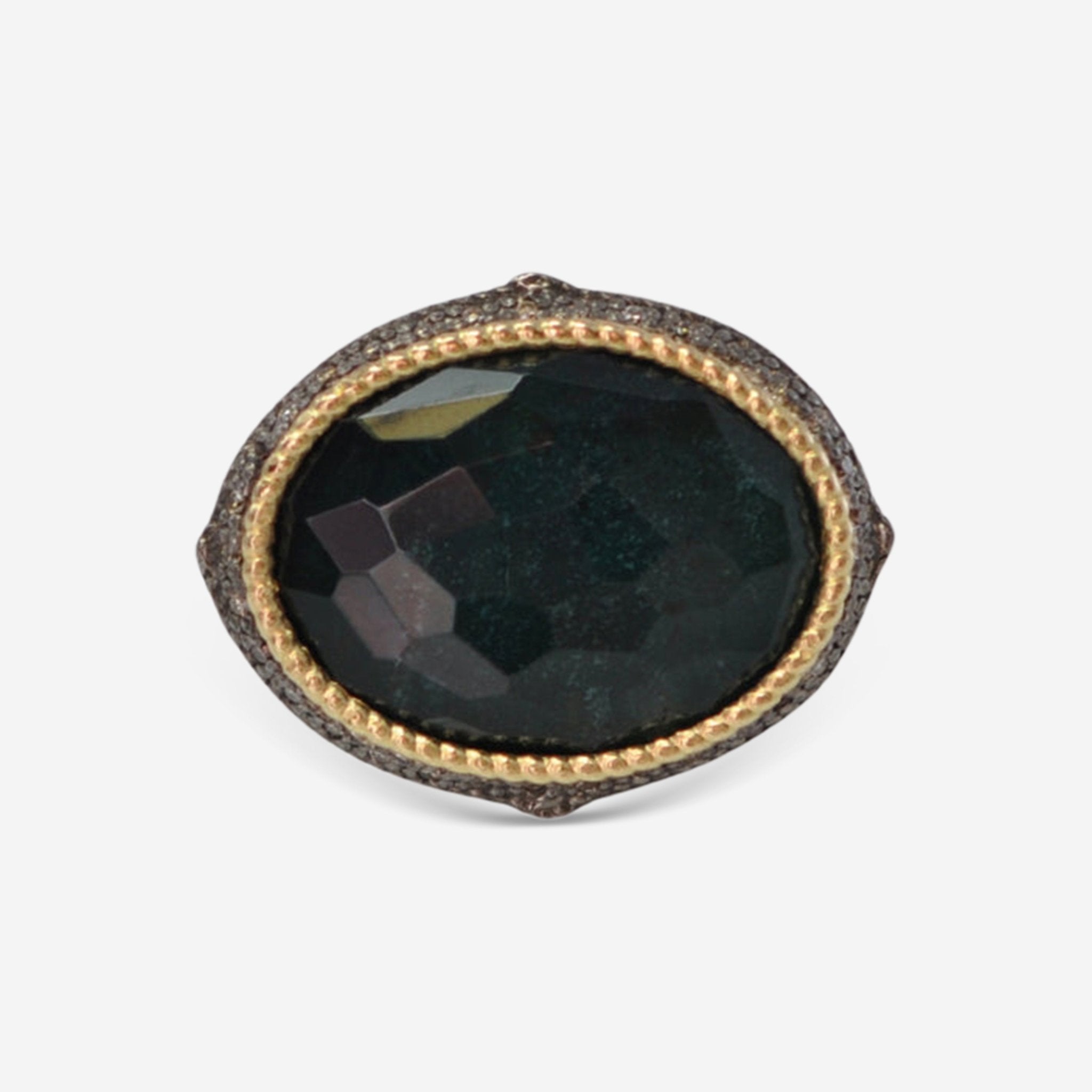 Armenta 18K Yellow Gold & Grey Sterling Silver Oval Bloodstone Statement Ring 20257 - THE SOLIST - Armenta