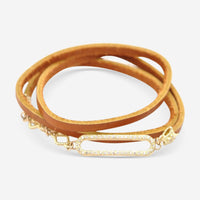 Armenta 18K Yellow Gold Pave Paperclip Leather Wrap Bracelet 18907 - THE SOLIST - Armenta