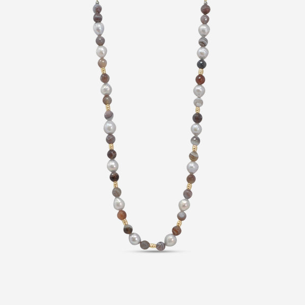 Armenta 18K Yellow Gold, Pearl and Agate Beaded Necklace 20069 - THE SOLIST - Armenta