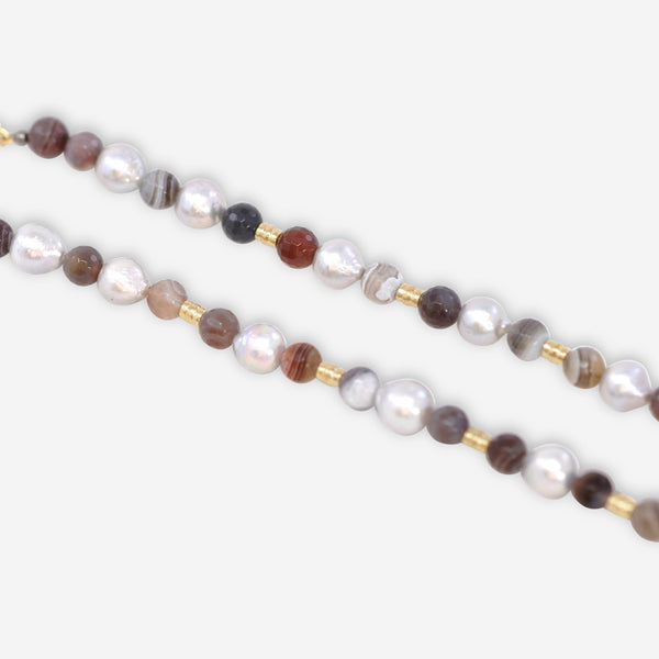 Armenta 18K Yellow Gold, Pearl and Agate Beaded Necklace 20069 - THE SOLIST - Armenta