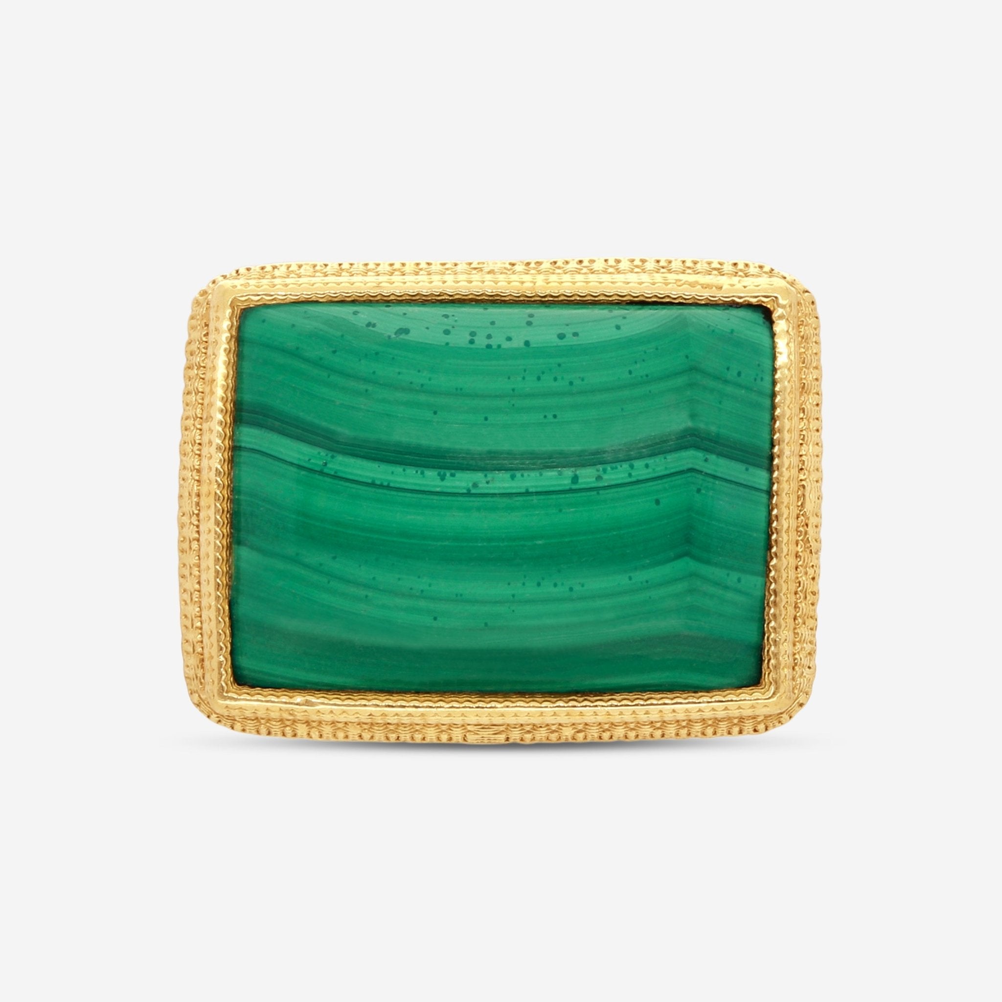 Armenta 18K Yellow Gold & Sterling Silver Malachite Cabochon Statement Ring Sz. 10.75 20688 - THE SOLIST - Armenta