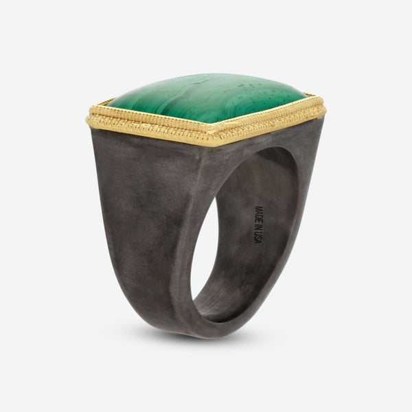 Armenta 18K Yellow Gold & Sterling Silver Malachite Cabochon Statement Ring Sz. 10.75 20688 - THE SOLIST - Armenta