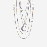 Armenta 18K Yellow Gold, Sterling Silver Pearl & Diamond Scroll Stations Chain Link Necklace 20096 - THE SOLIST - Armenta