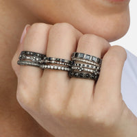 Armenta Grey Sterling Silver Champagne Diamond Stack Band Ring 2783 - THE SOLIST - Armenta