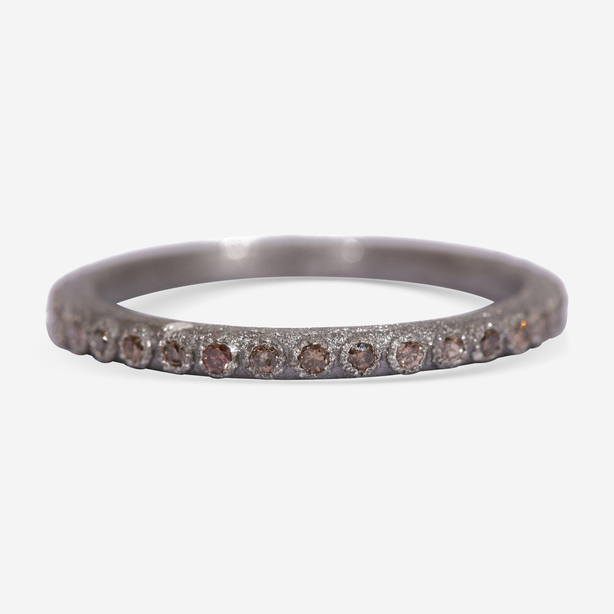 Armenta Grey Sterling Silver Champagne Diamond Stack Band Ring 2783 - THE SOLIST - Armenta