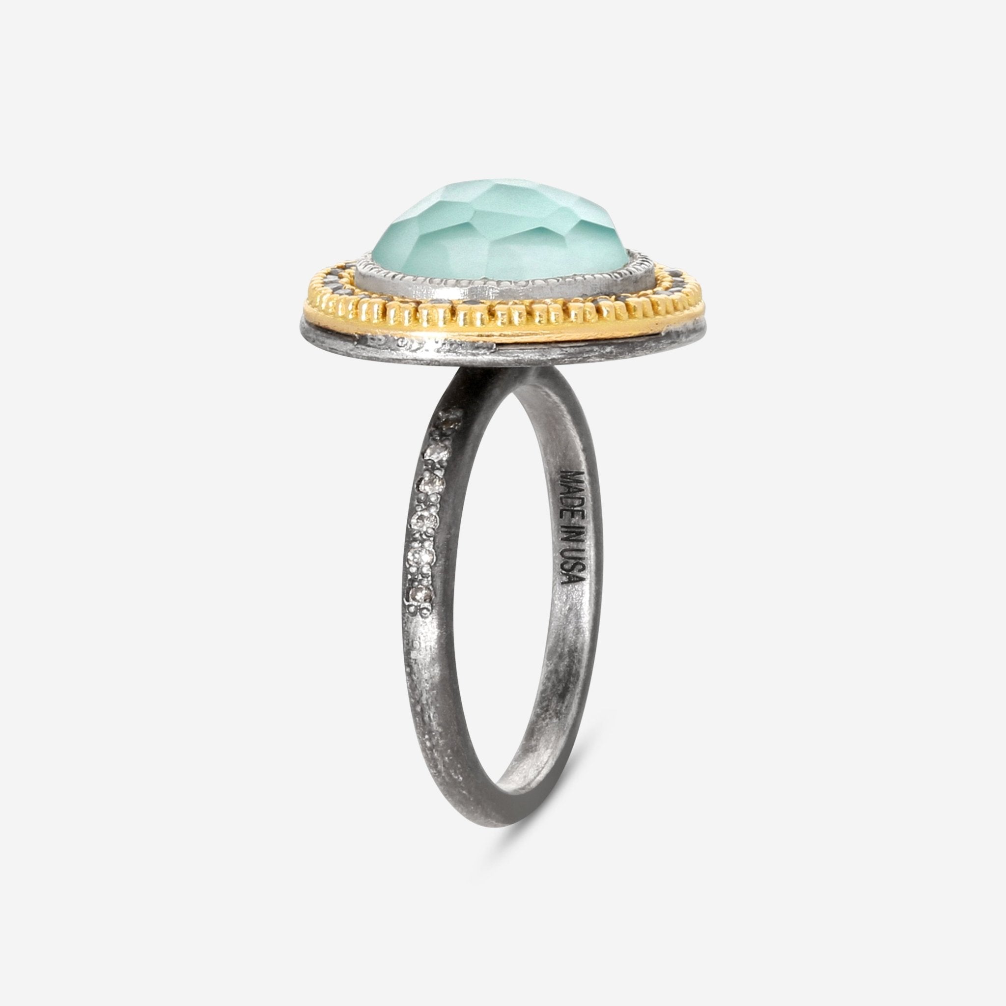 Armenta Old World 18K Yellow Gold & Sterling Silver Champagne Diamond and Natural Turquoise Statement Ring Sz. 5.5 18463 - THE SOLIST - Armenta