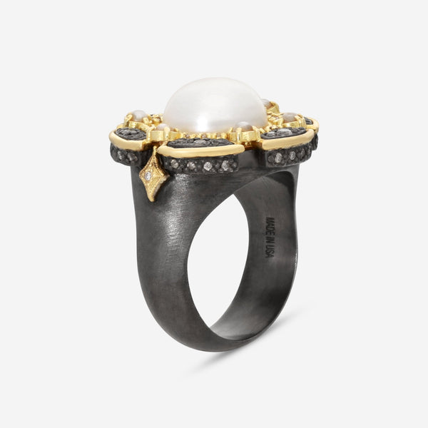 Armenta Old World 18K Yellow Gold & Sterling Silver Diamond & Pearl Statement Ring Sz. 7.5 18759 - THE SOLIST - Armenta