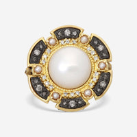 Armenta Old World 18K Yellow Gold & Sterling Silver Diamond & Pearl Statement Ring Sz. 7.5 18759 - THE SOLIST - Armenta