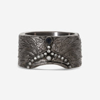 Armenta Romero Sterling Silver Champagne Diamond & Black Sapphire Band Ring Sz. 11 21410 - THE SOLIST - Armenta