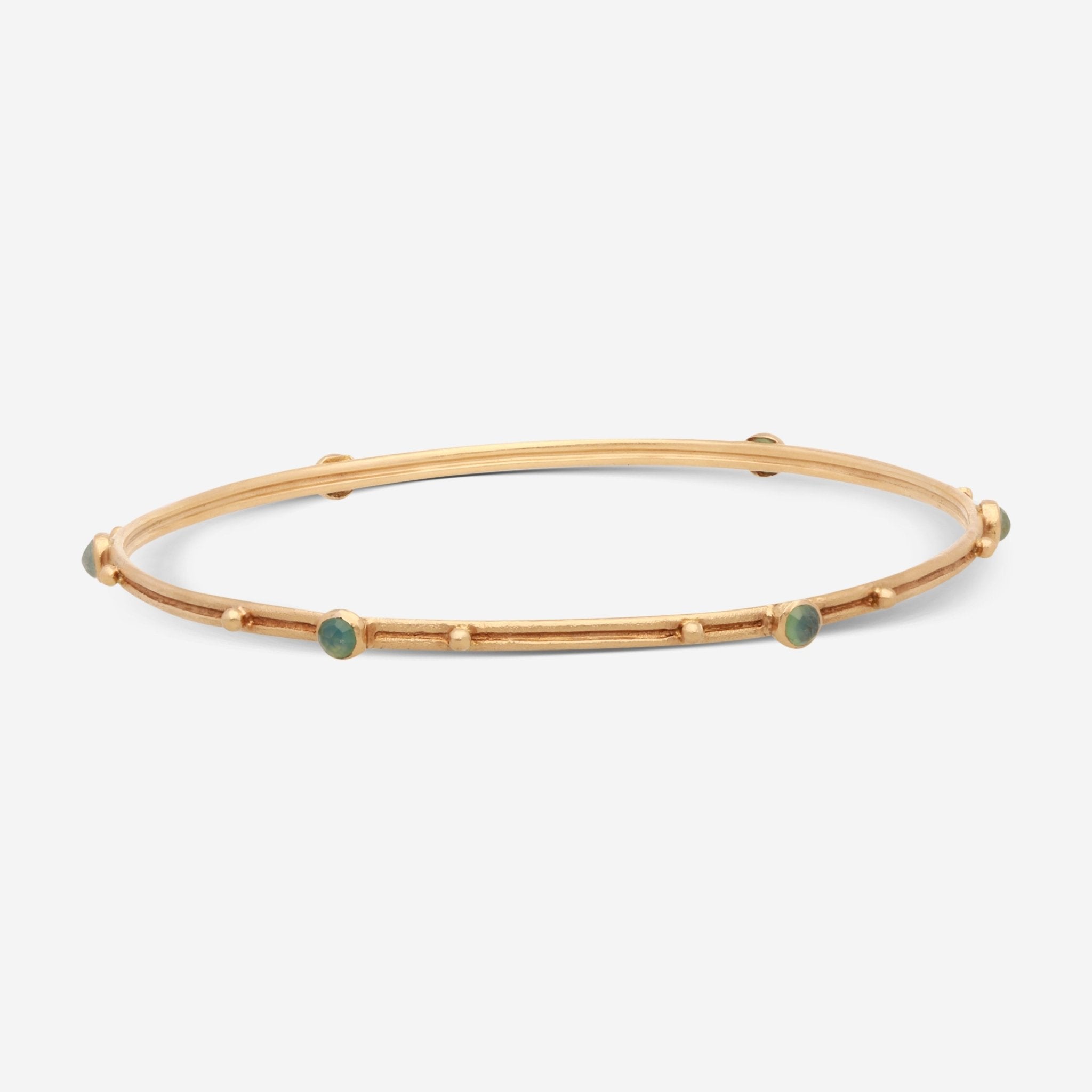 Armenta Sueno 18k Gold Bangle Bracelet with Chrysoprase and Rainbow Moonstone 10036 - THE SOLIST - Armenta