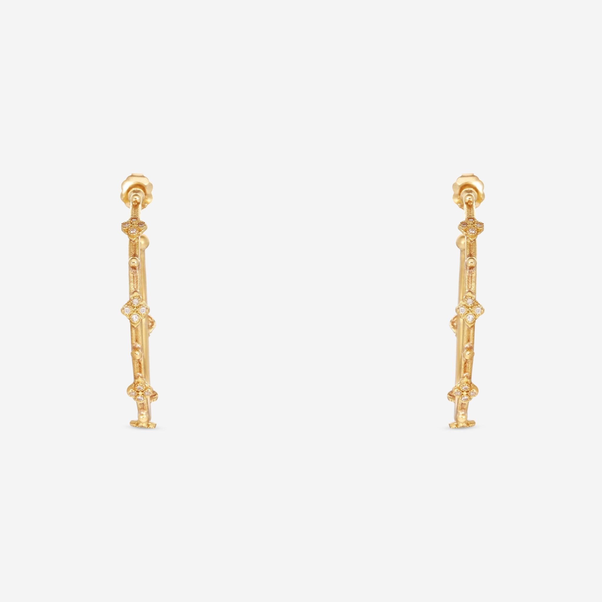 Armenta Sueno 18K Yellow Gold White Diamond 35mm Side Hoop Earrings 06495 - THE SOLIST - Armenta