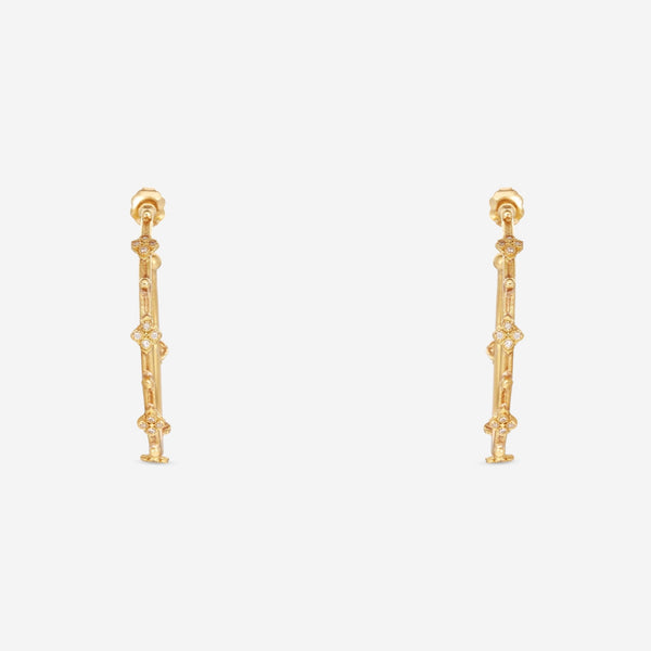 Armenta Sueno 18K Yellow Gold White Diamond 35mm Side Hoop Earrings 06495 - THE SOLIST - Armenta