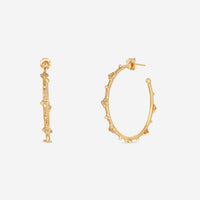 Armenta Sueno 18K Yellow Gold White Diamond 35mm Side Hoop Earrings 06495 - THE SOLIST - Armenta