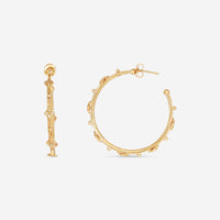 Armenta Sueno 18K Yellow Gold White Diamond 35mm Side Hoop Earrings 06495 - THE SOLIST - Armenta