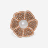 Assael 18K Rose Gold, Japanese Akoya Cultured Pearl, Diamond 2.82ct.tw and Single 8.5 - 8.75mm Pearl Statement Ring - THE SOLIST - Assael