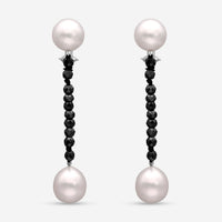 Assael 18K White Gold, Black Spinel 9.00ct. tw. and South Sea Pearl French Clip Earrings E6717 - THE SOLIST - Assael