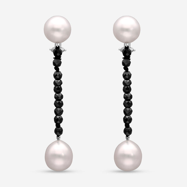 Assael 18K White Gold, Black Spinel 9.00ct. tw. and South Sea Pearl French Clip Earrings E6717 - THE SOLIST - Assael