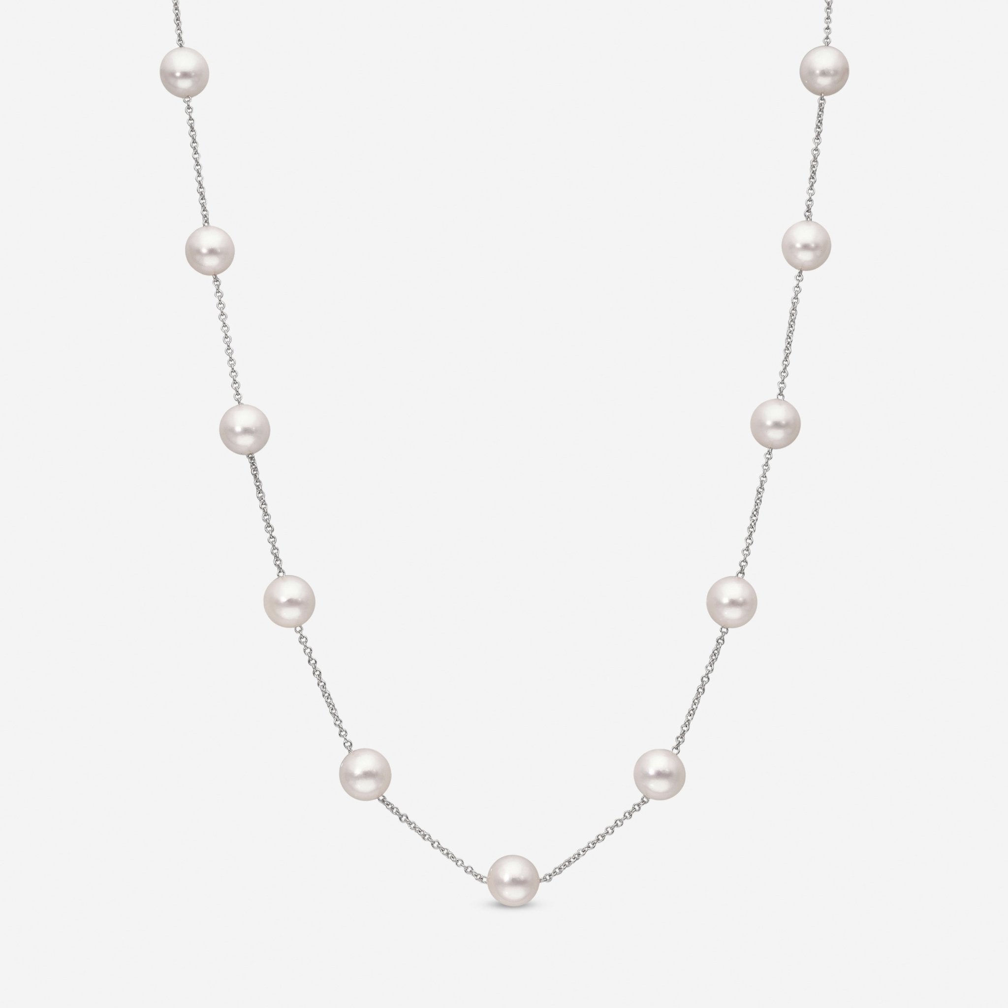 Assael 18K White Gold, Japanese Akoya Cultured Pearl Collar Necklace NTC - 775PCDW1 - THE SOLIST - Assael